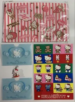 まとめ　ハローキティ　シール　招き猫 チャーム　カードケース　フラットポーチ