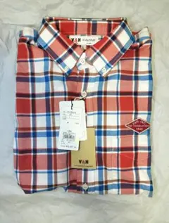 【新品】VAN ショートボタンダウンシャツ （ワッペン、チェック） レッドのサムネイル