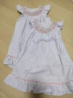 albetta ギンガムチェック ワンピース 2着セット 5-6才 双子
