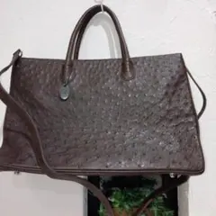 美品❣️MOCORO高級オーストリッチフルポイント❣ブラウン2WAYトートバッグ