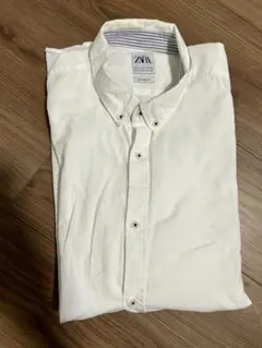 ZARA ホワイト ボタンダウンシャツ Lサイズ