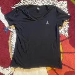 Roen スカル刺繍 VネックTシャツ 黒