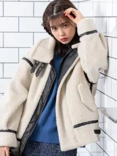 レザーパイピングボアブルゾン