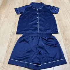 【匿名配送】GU サテンパジャマ 半袖＆ショートパンツ ネイビー Mサイズ