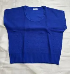 Navy ノースリーブ ニット ブルー M