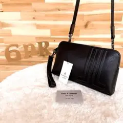 未使用【ランバン】レザー 2wayショルダーバッグ クラッチバッグ JLロゴ 黒