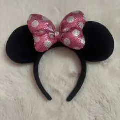 ミニーマウス カチューシャ ピンクリボン