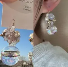 ハンドメイド ガラスドーム ピアス イヤリング