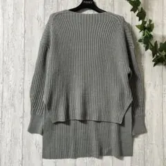 美品✨MK ミッシェルクラン 前後差 リブニット 38 グレー