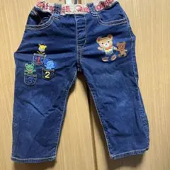 動物刺繍デニムハーフパンツ 100cm