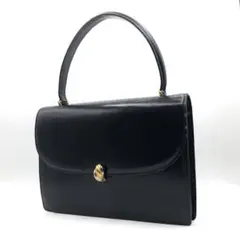 キタムラ トップハンドル フォーマル ゴールド金具 ハンドバッグ レザー 濃紺