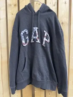 GAP ギャップ 星条旗ロゴ パーカー ダークグレー