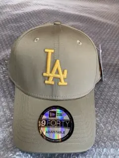 New Era LAロゴBeige色Yellow 刺繍男女用キャップフリーサイズ