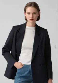 値下げ！【3月購入品】セオリーリュクス 美品 ダブルジャケット ネイビー