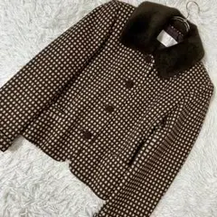 CORDIER 千鳥格子柄ジャケット ブラウン 42 日本製のサムネイル