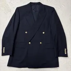 Burberry 紺ブレ ダブル ジャケット モヘヤ 希少素材 金ボタン2XL