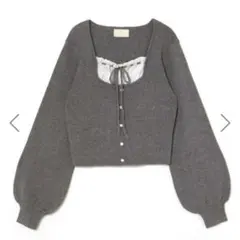 BUBBLES layered ribbon tops グレー