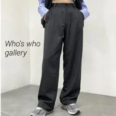 フーズフーギャラリー ストレート スラックス パンツ ストライプ グレー
