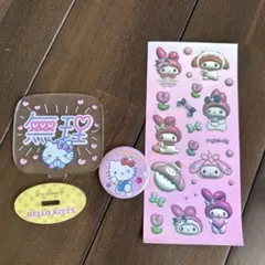 ハローキティ マイメロディ アクリルスタンド 缶バッジ シール