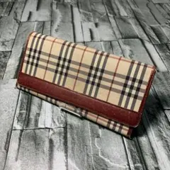 バーバリー　長財布　ベージュ　ブラウン　ノバチェック　がま口　ホースロゴ バーバリー 長財布 ベージュ ブラウン ノバチェック がま口 ホースロゴ