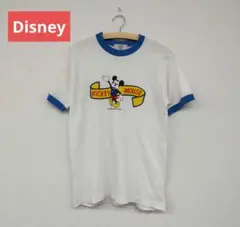 □［Disney］ミッキーマウス Tシャツ ヴィンテージ　　ホワイト/ブルー
