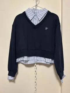 GRL レイヤード風 Vネック スウェットシャツ