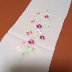 花柄刺繍 半襟 ホワイト