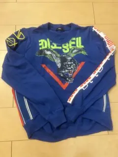 DIESEL 旧デザイン 背中開き ロゴトレーナー 青