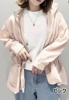 撥水ギャザージャケット　ピンクのサムネイル