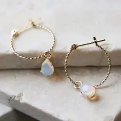 ぽ*ー様 【匿名即日配送】cui-cui　フープピアス　オパール　K10 YGのサムネイル