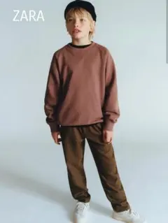 ZARA ブラウン ハンドトゥースパンツ　164cm