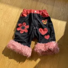 KLC 可愛い花とハート刺繍のハーフパンツ