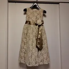 キッズ フォーマルドレス レース ベージュ 発表会