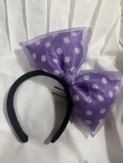 ディズニー 紫色のデカリボン カチューシャ