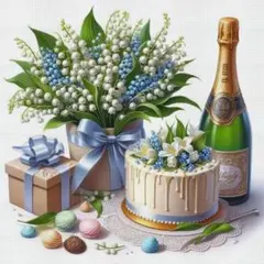 クロスステッチキット　SS100 ギフト花とケーキ　11CT 36x36cm