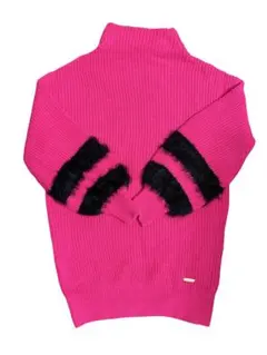 Radyピンク タートルネック ニットワンピ フリーストライプ