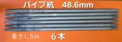 【訳アリ】くい丸タイプ 単管杭 48.6mm 1.5ｍ ６本 打込杭 先端一体型