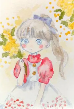 手描きイラスト ポストカード オリジナル 女の子 萌え絵 平成 サブカル