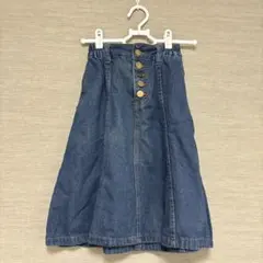 デニム Aラインスカート ボタン付き
