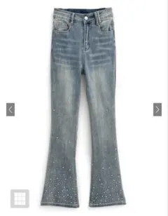 GRL グレイル ビジューデニムフレアパンツ　[at2310]