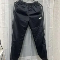 PUMA トレーニングパンツ　ドローストリング付き ロゴ刺繍　 L 黒