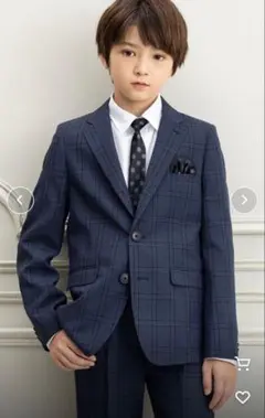 ネイビー チェック柄 フォーマルスーツ 160cm　卒業式　入学式