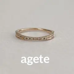 agete /アガット　ピンクゴールドリング 楽天市場】agete アガット 【美品】K10 ハンマリング メッセージ