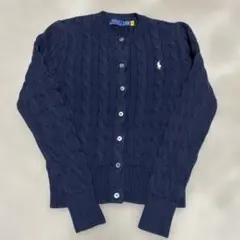 ポロラルフローレン　定番　コットンケーブルニットカーディガン　ネイビー