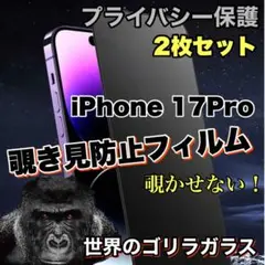 プライバシー保護【iPhone 17Pro】覗き見防止ゴリラフィルム　２枚
