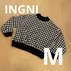 新品未使用‼︎イング　ショート丈　ハイネック千鳥柄ニット　M