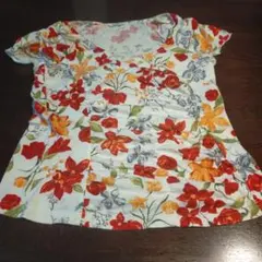 花柄 Vネック 半袖 トップス