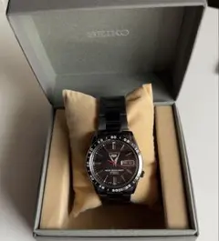 【美品】セイコー5メンズ自動巻き腕時計 黒い稲妻SEIKO SNKE03K1