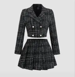 SHEIN ツイード調 セットアップ ブラック