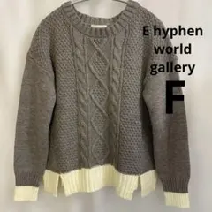 E hyphen world gallery グレー 切替ケーブル編みセーター